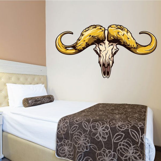 Ox skull sticker with yellow-gold horns
