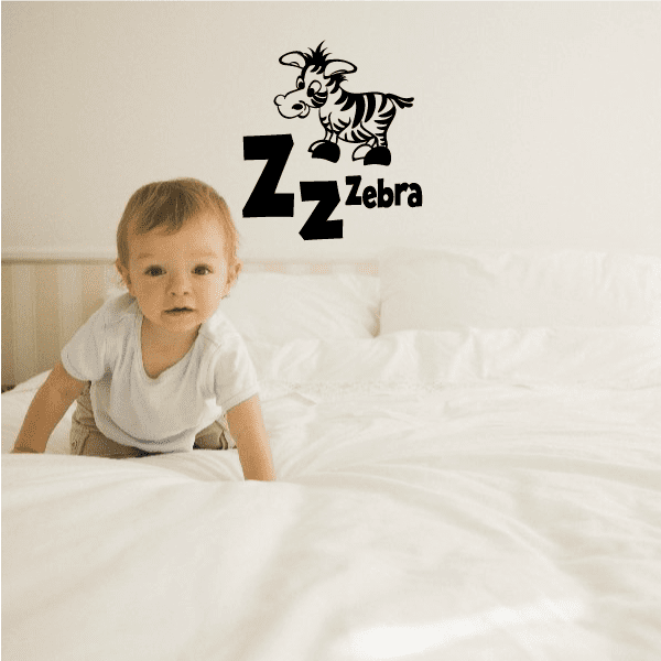 Animal monogram decal: black Z with zebra graphic.