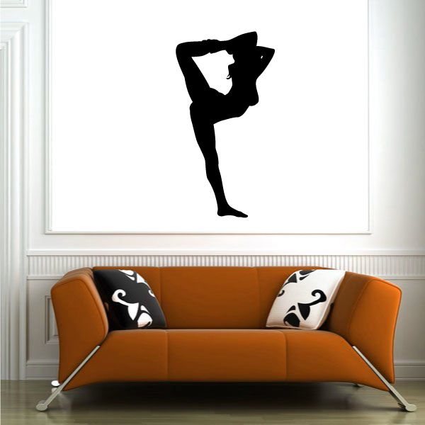 Black gymnastics ankle-hold decal featuring a standing pose silhouette