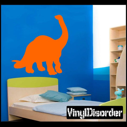 Apatosaurus wall decal, orange dinosaur silhouette