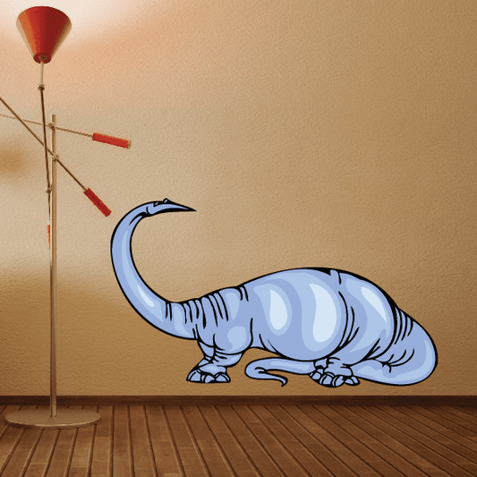 Apatosaurus dinosaur sticker, light blue long-neck animal in side profile.