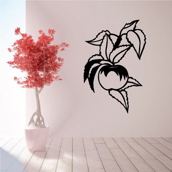 Apple on tree wall decal with black outline leaves and an apple fruit shape