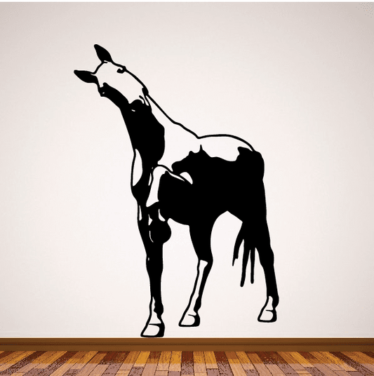Horse wall decal: black silhouette of an approaching curious horse