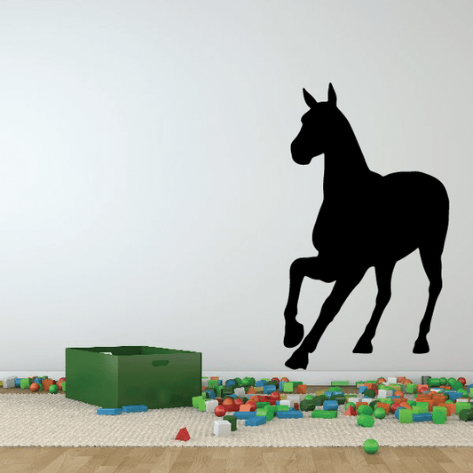 Pony silhouette decal, black approaching horse design