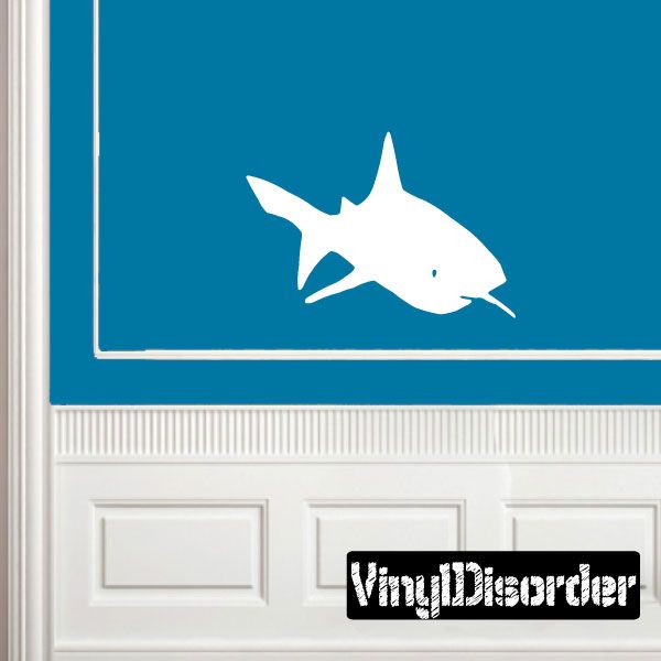 Approaching shark wall decal, white silhouette