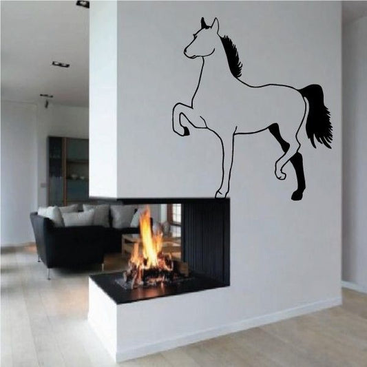 Black horse silhouette wall decal with Arab-style profile and tail