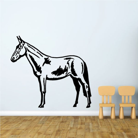 Standing Arabian horse wall decal in black line art
