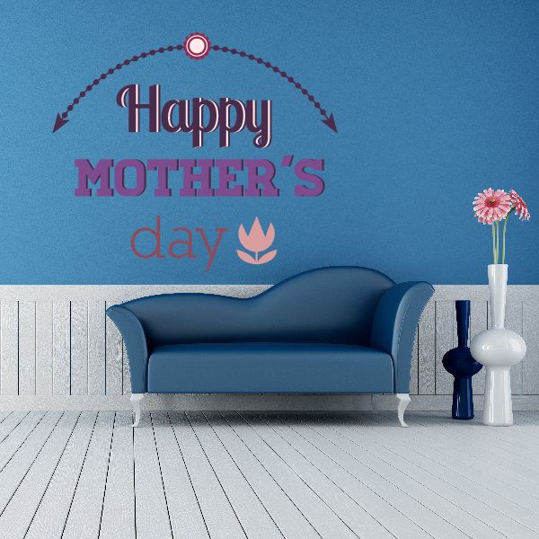 Happy Mother's Day wall decal with banner text and tulip flower detail