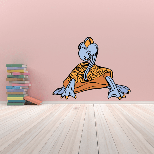 Archelon sticker: blue sea turtle character with orange shell and curled tail