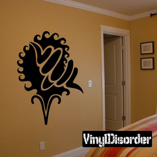 Ares tribal horns decal in black, ornate tribal horn silhouette