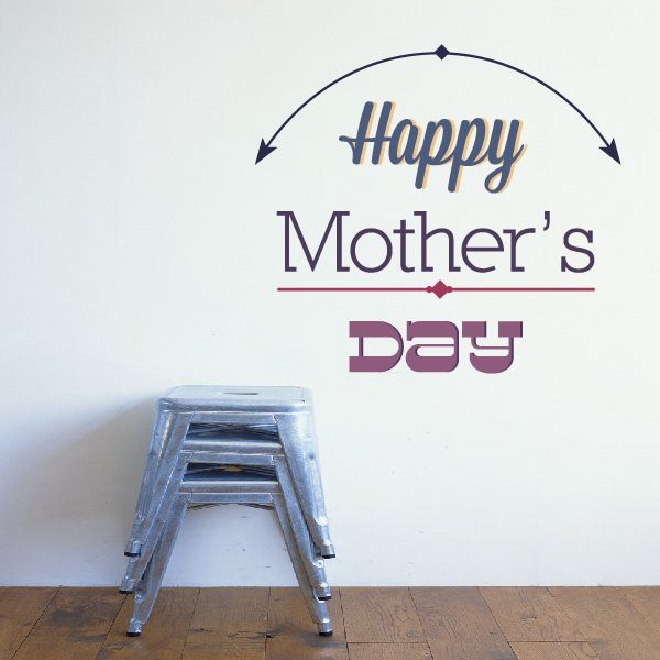 Happy Mother’s Day wall decal with blue text, red arrows, and arch banner