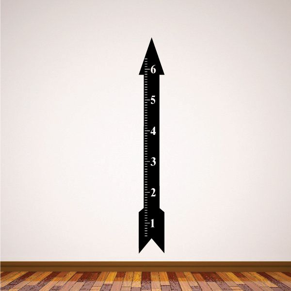 Arrow ruler decal with arrowhead ends and vertical measurement scale markings