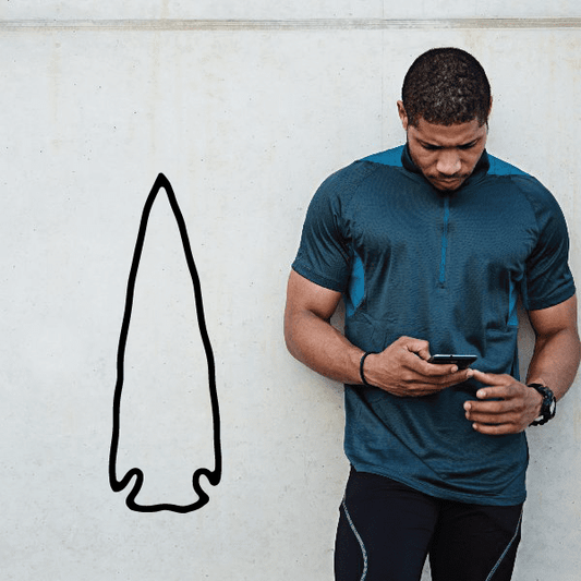 Simple arrowhead decal outline in black, teardrop-like shape