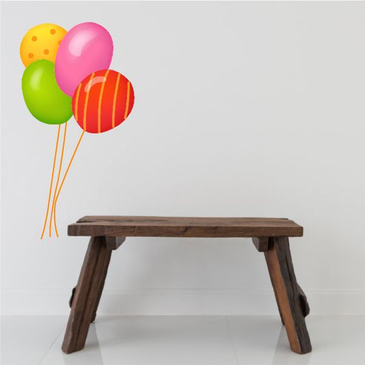Colorful balloon sticker set with polka dot and striped balloon designs