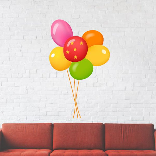 Loose balloon sticker set with six colorful balloons