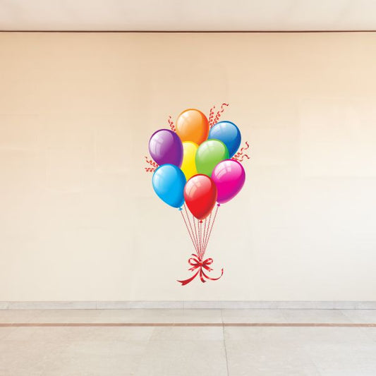 Multicolor balloon sticker with 8 balloons and bow