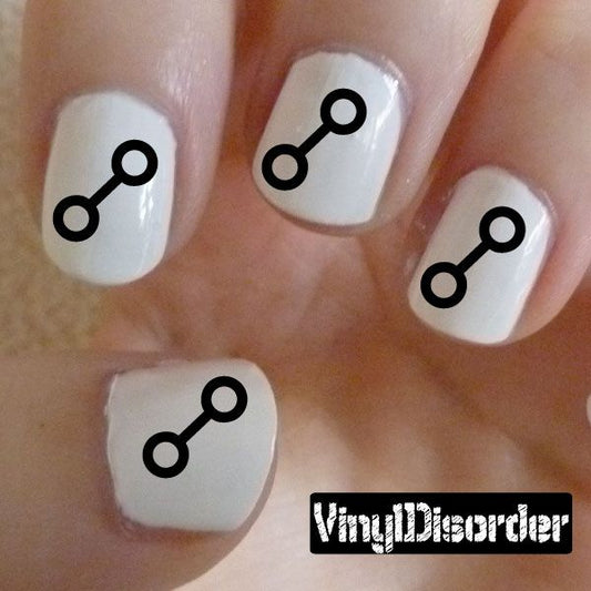 Fingernail art stickers with white nail decals and black astrology symbol