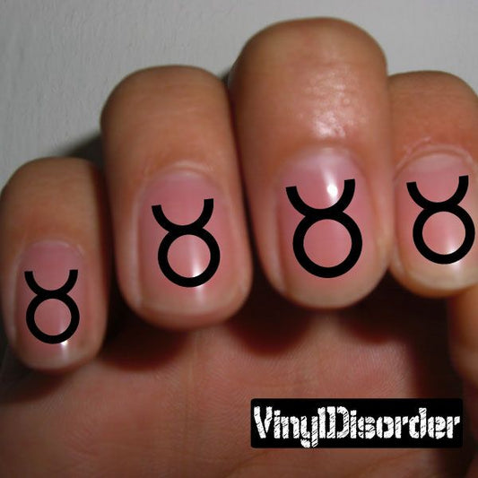 Zodiac-style nail art stickers with black double-loop symbols