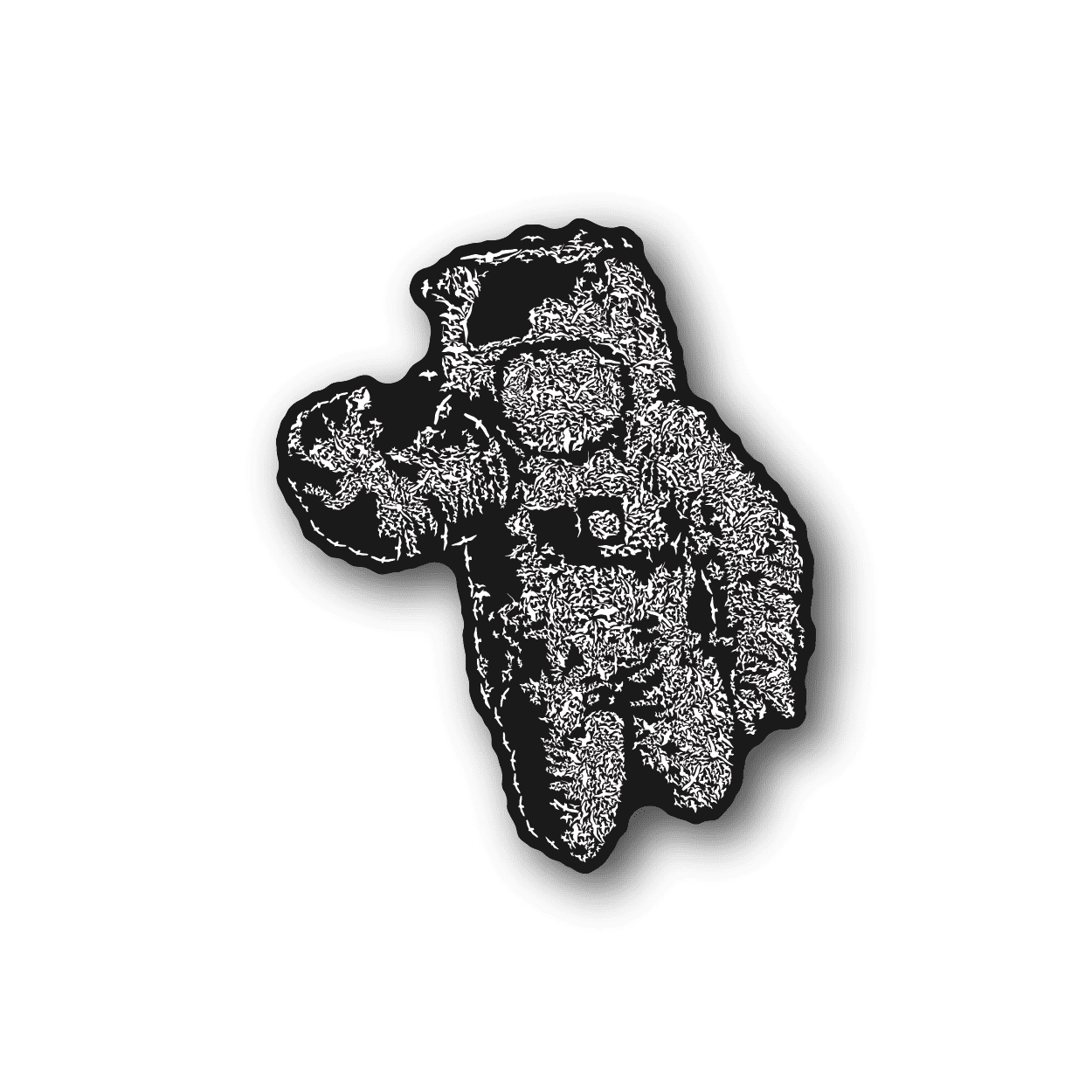 Astronaut bird collage vinyl sticker, textured silhouette illustration
