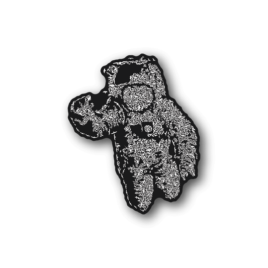 Astronaut bird collage vinyl sticker, textured silhouette illustration