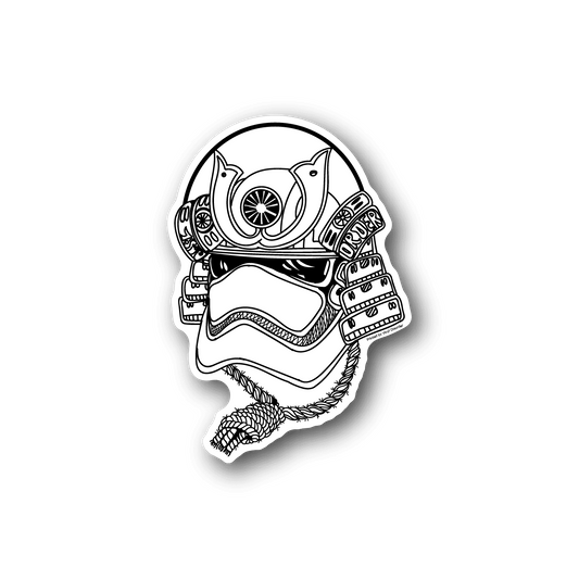 White astronaut samurai vinyl sticker with helmet and sword