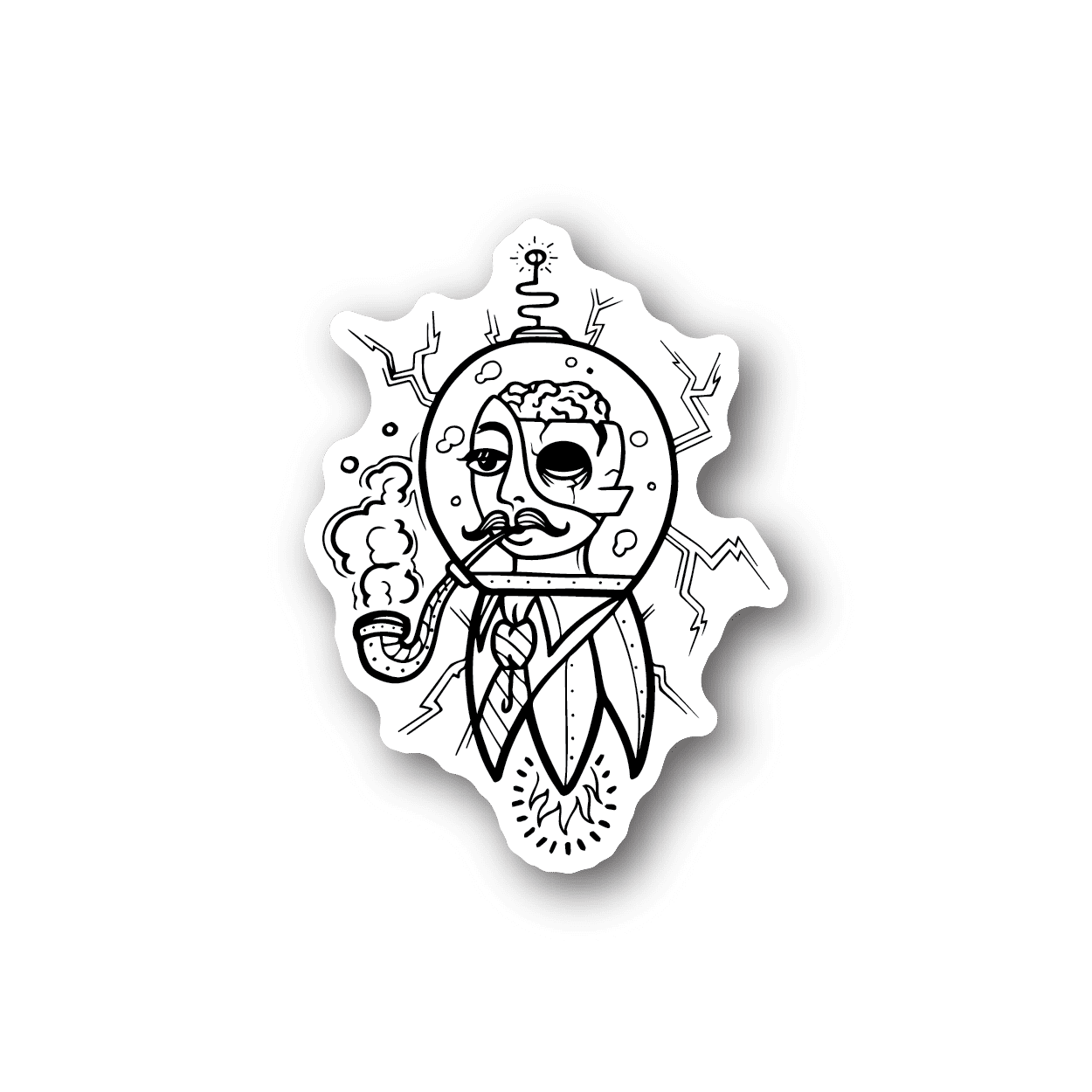 Astronaut smoking vinyl sticker with astronaut outline and smoke details