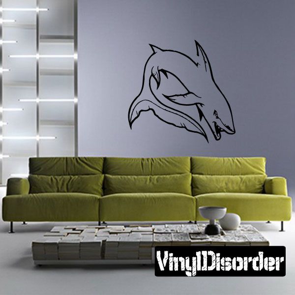 White-tip shark wall decal with black outline