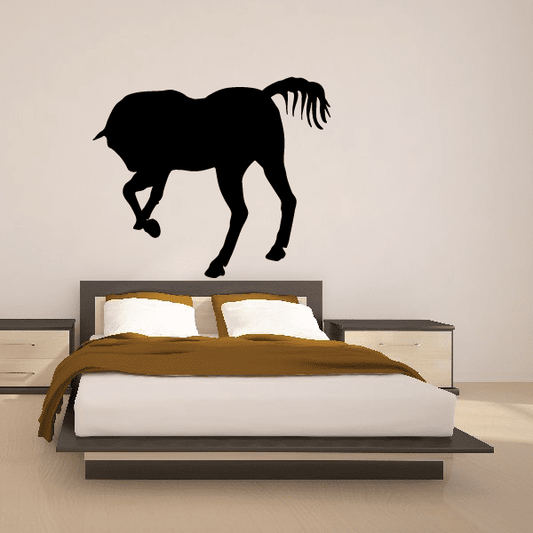 Bowing horse silhouette wall decal, black