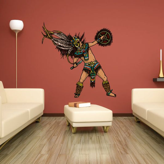 Image of Aztec Colored Fighting Eagle Warrior Sticker