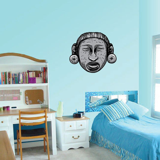 Image of Aztec Colored Head Stone Sculpture Sticker