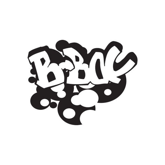 Graffiti decal sticker with bold black and white tag letters