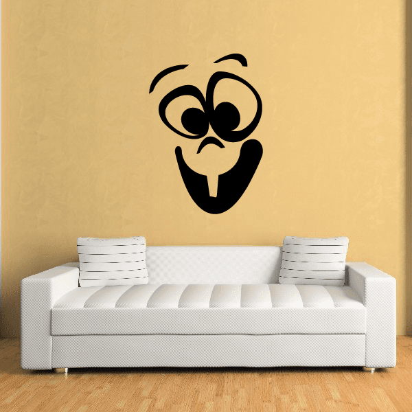 Black baby face eyes wall decal with large round eyes and bow