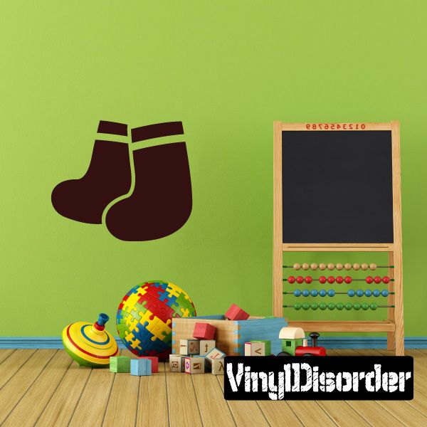 Baby socks wall decal with two dark brown sock icons