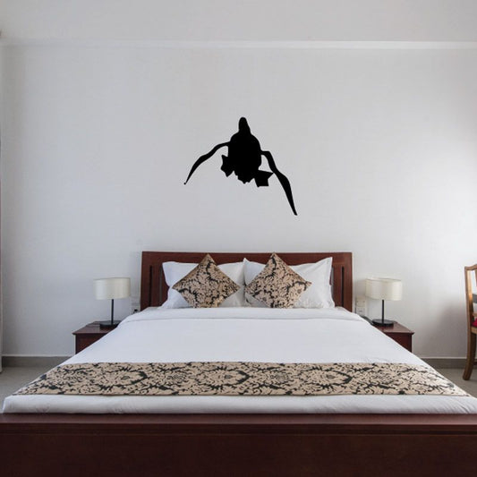 Balancing duck flying wall decal, black silhouette