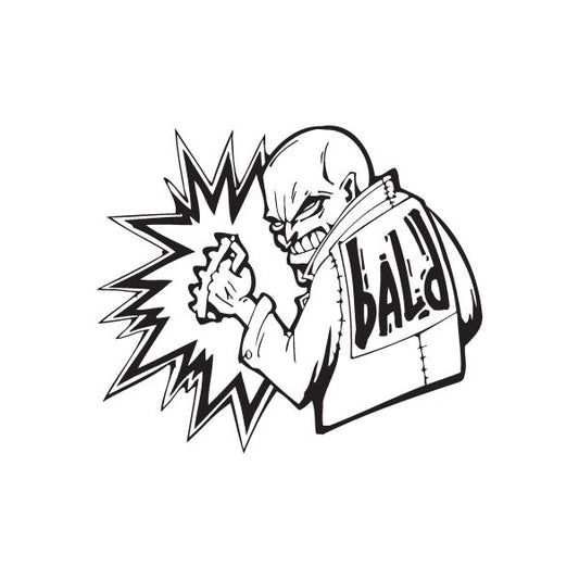 Graffiti skull biker decal in black and white stencil style