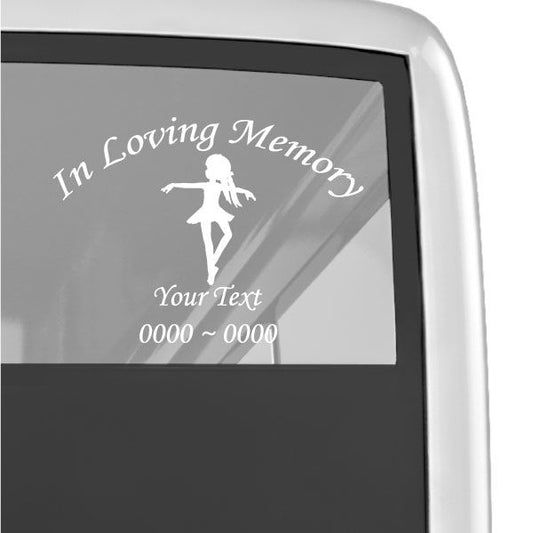 In Loving Memory ballet girl decal with dancer silhouette and custom text