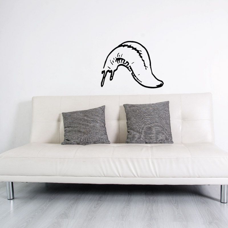Banana slug decal, black line art of a crawling slug head
