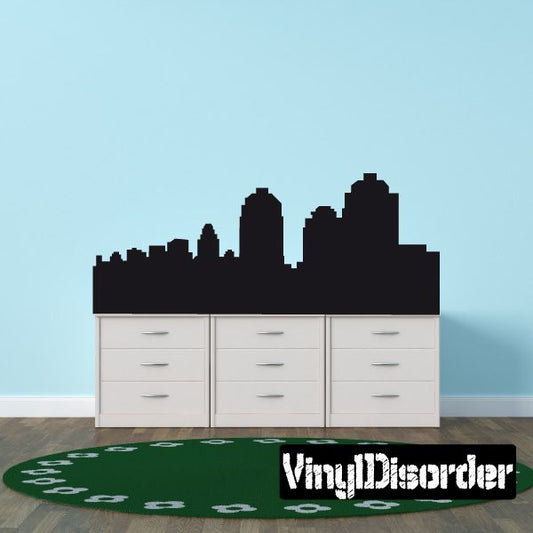 Bangkok skyline vinyl decal with black city silhouette on rectangular green surface