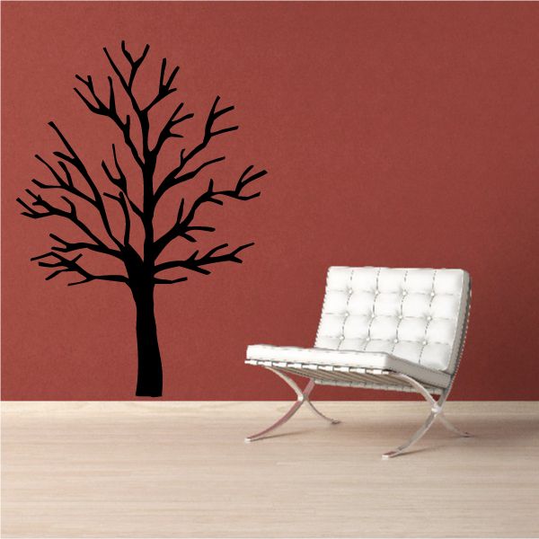 Bare tree wall decal with a black branching trunk and spread canopy