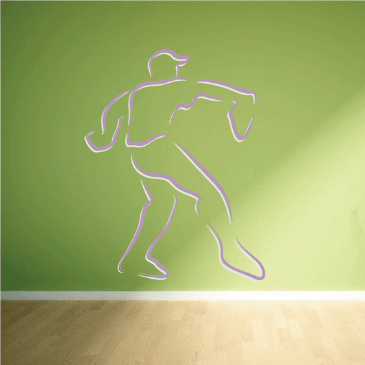 Baseball pitcher sticker with purple outline and small teal details