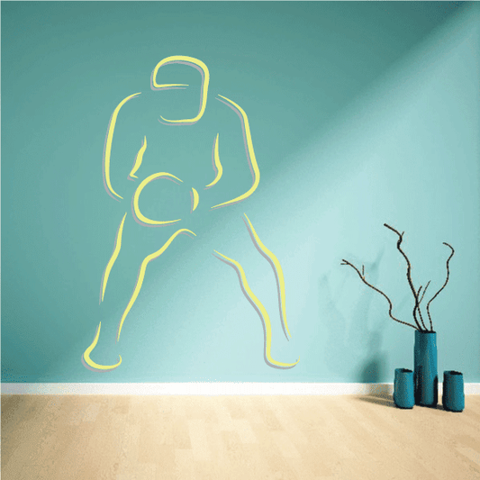 Baseball player outline sticker, neon yellow and light green