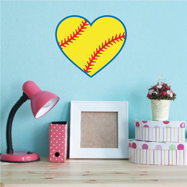 Baseball quote stickers with a yellow heart and two crossed red baseballs