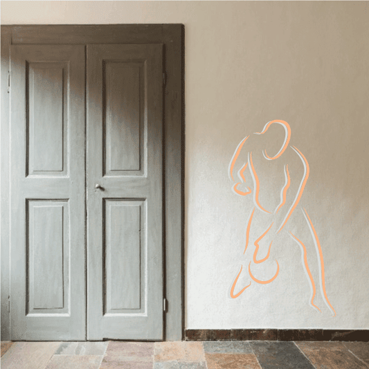 Basketball player wall decal, orange outline vinyl sticker
