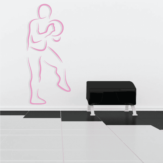 Basketball player vinyl wall decal sticker, pink outline silhouette