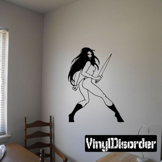 Image of Battling Warrior Woman Decal