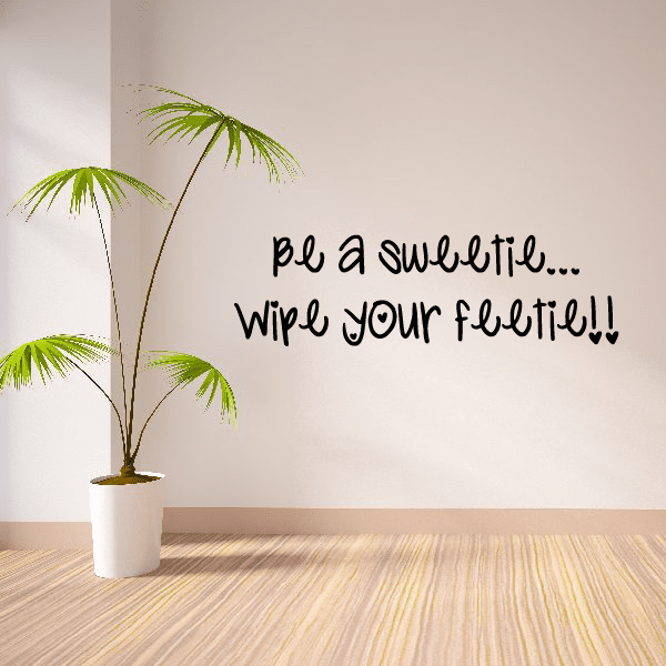Wall decal text “Be a sweetie…” “Wipe your feetie!!!” with palm tree graphics