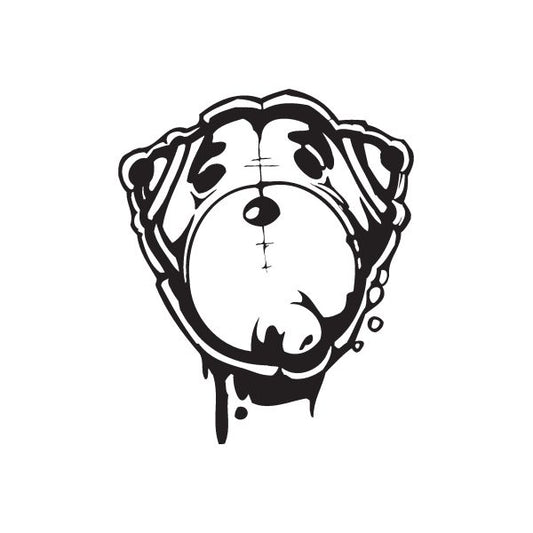 Black bear face graffiti decal with drips and bold outlined details