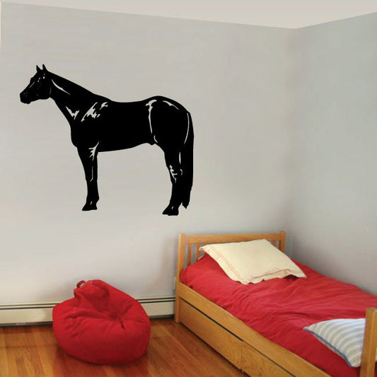 Standing horse decal with black silhouette and white accent stars