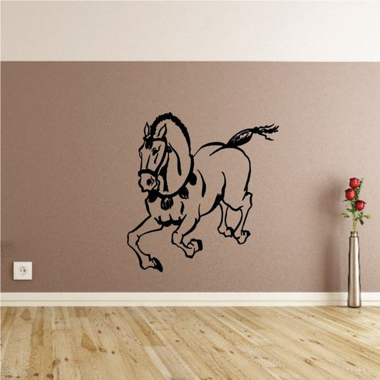 Running horse wall decal, black silhouette