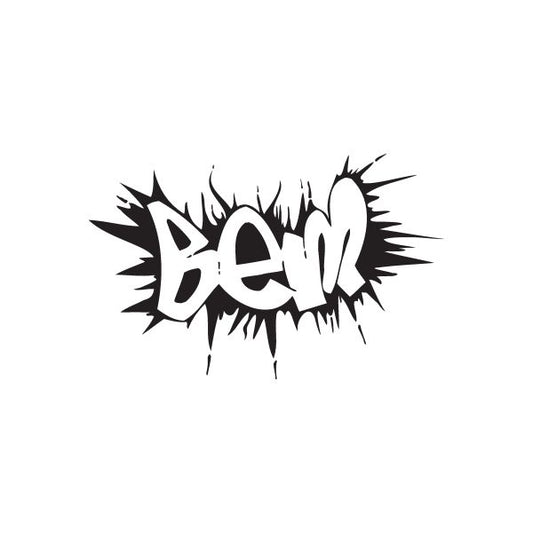 Graffiti decal sticker with bold black 'BEM' lettering on white background